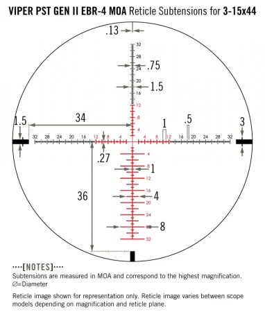 ������ Vortex Viper PST GEN II 3-15x44 � ����������, ����� EBR-4 (MOA)