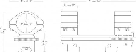 ��������� Hawke 25.4�� �� ������ 9-11�� (BH=18��) � ������������ ������� +/- 30 MOA 22 300