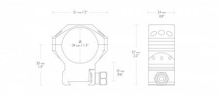 ������ Hawke Tactical 34�� �� Weaver ������� (BH=15��)