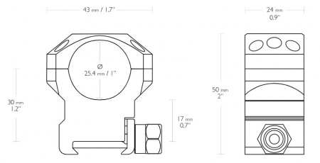 ������ Hawke Tactical 25.4�� �� Weaver ������� (BH=17��)